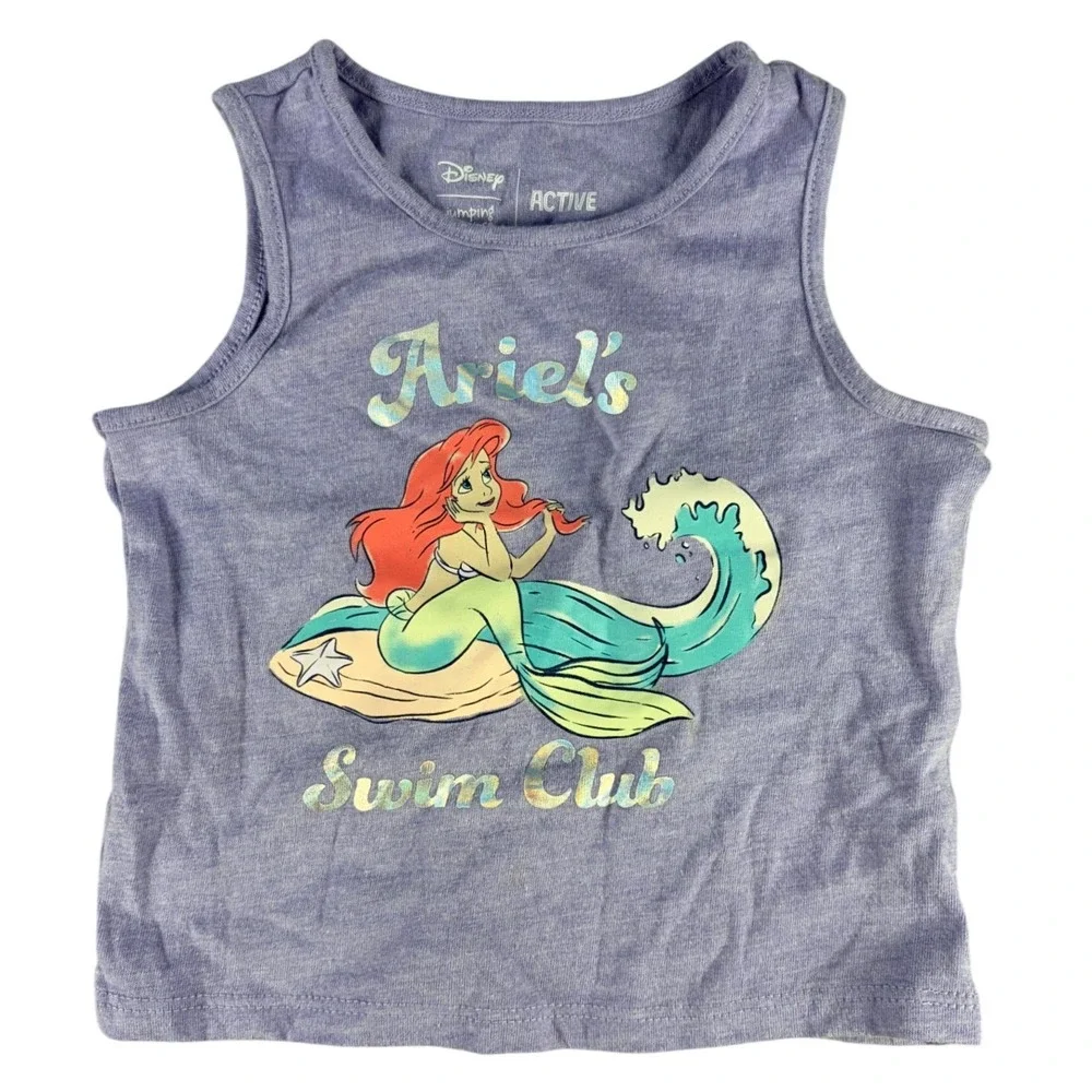 Disney Jumping Beans Ariel Tank Top Swim Club Graphic Purple 12 M Cotton Blend